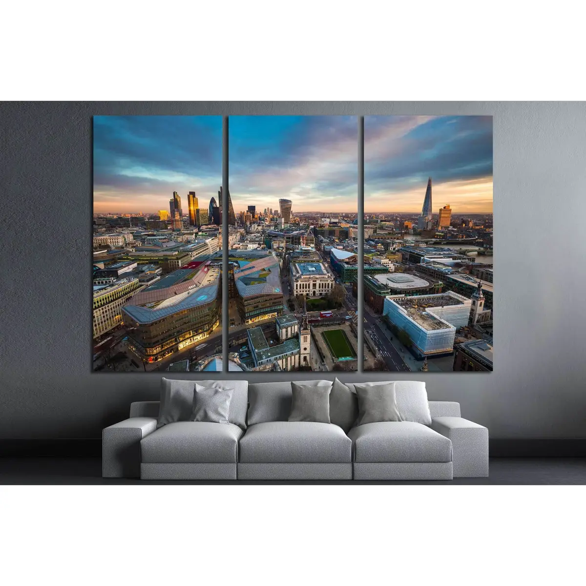 Skyline View Of The Famous Financial Bank District Of London At Magic Hour №2998 Ready To Hang Canvas Print 5