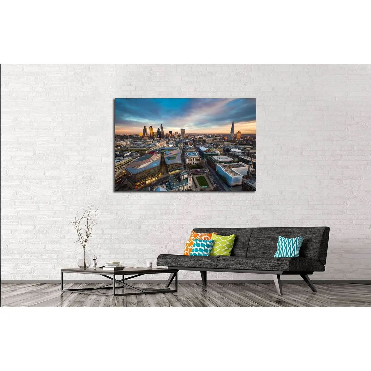 Skyline View Of The Famous Financial Bank District Of London At Magic Hour №2998 Ready To Hang Canvas Print 3