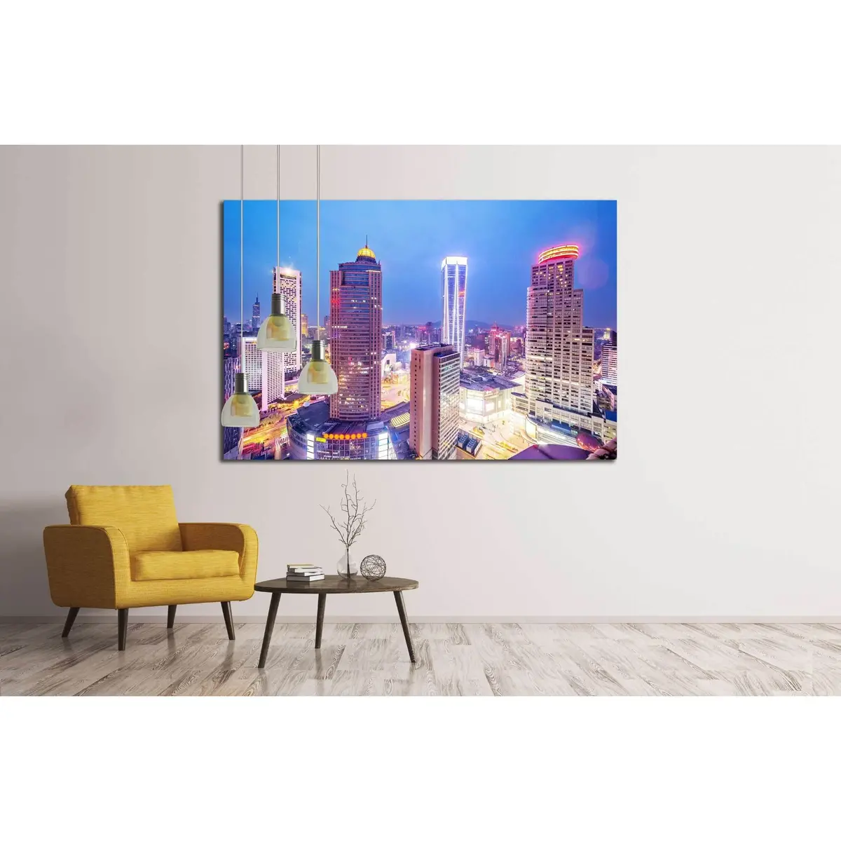 Skyline,Office Buildings And Cityscape At Night №2281 Ready To Hang Canvas Print 3