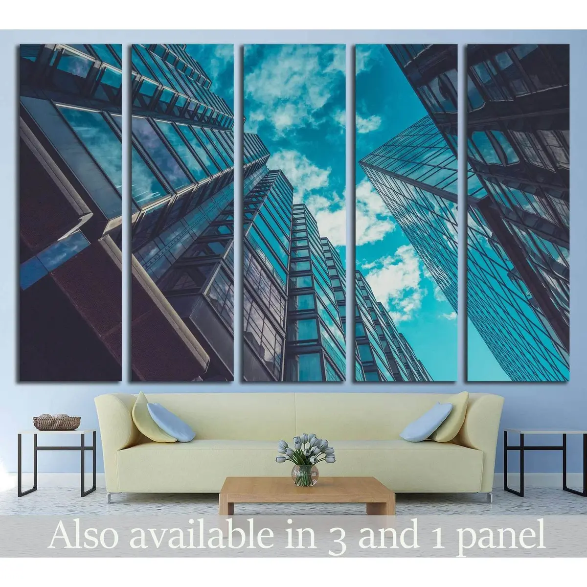 Skyscraper Buildings And Sky View №1578 Ready To Hang Canvas Print 1