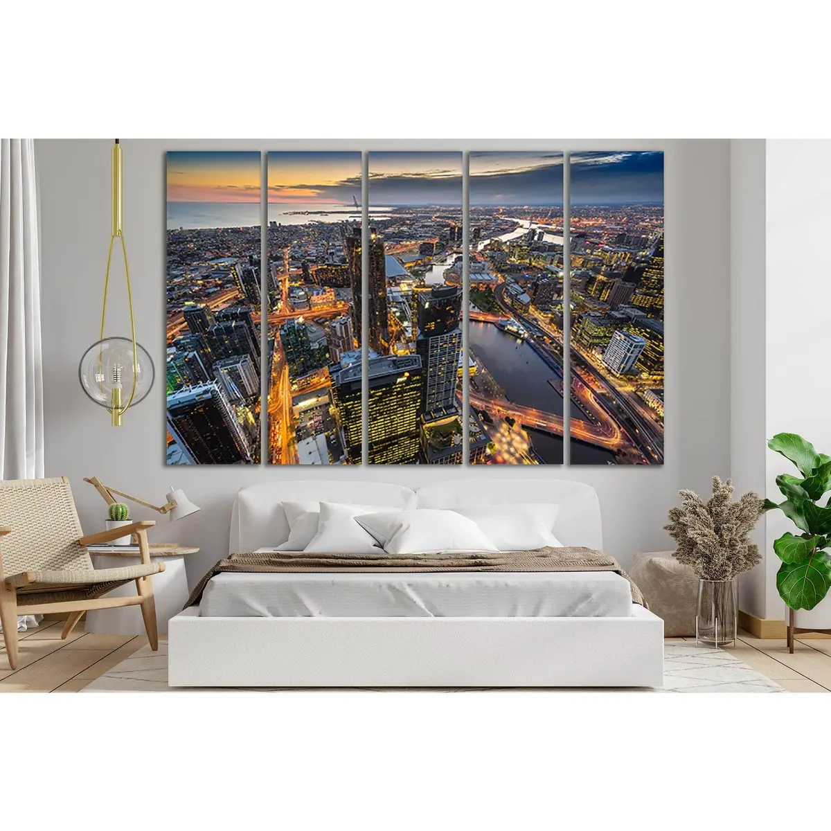 Melbourne Evening Skyline Canvas Print – SL346, Pre-Strung & Ready to Hang - Image 3