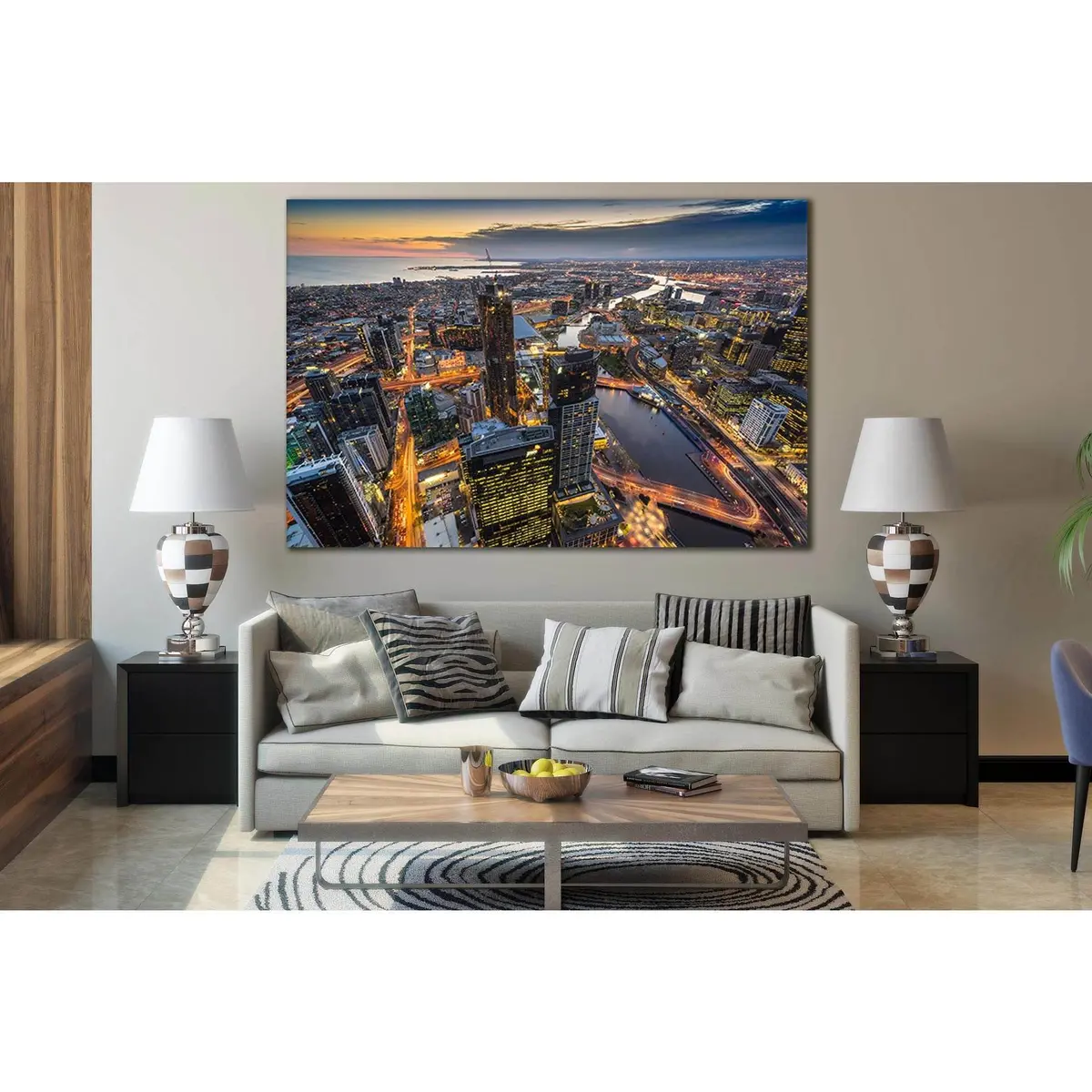 Skyscrapers Evening Melbourne Australia №Sl346 Ready To Hang Canvas Print 1