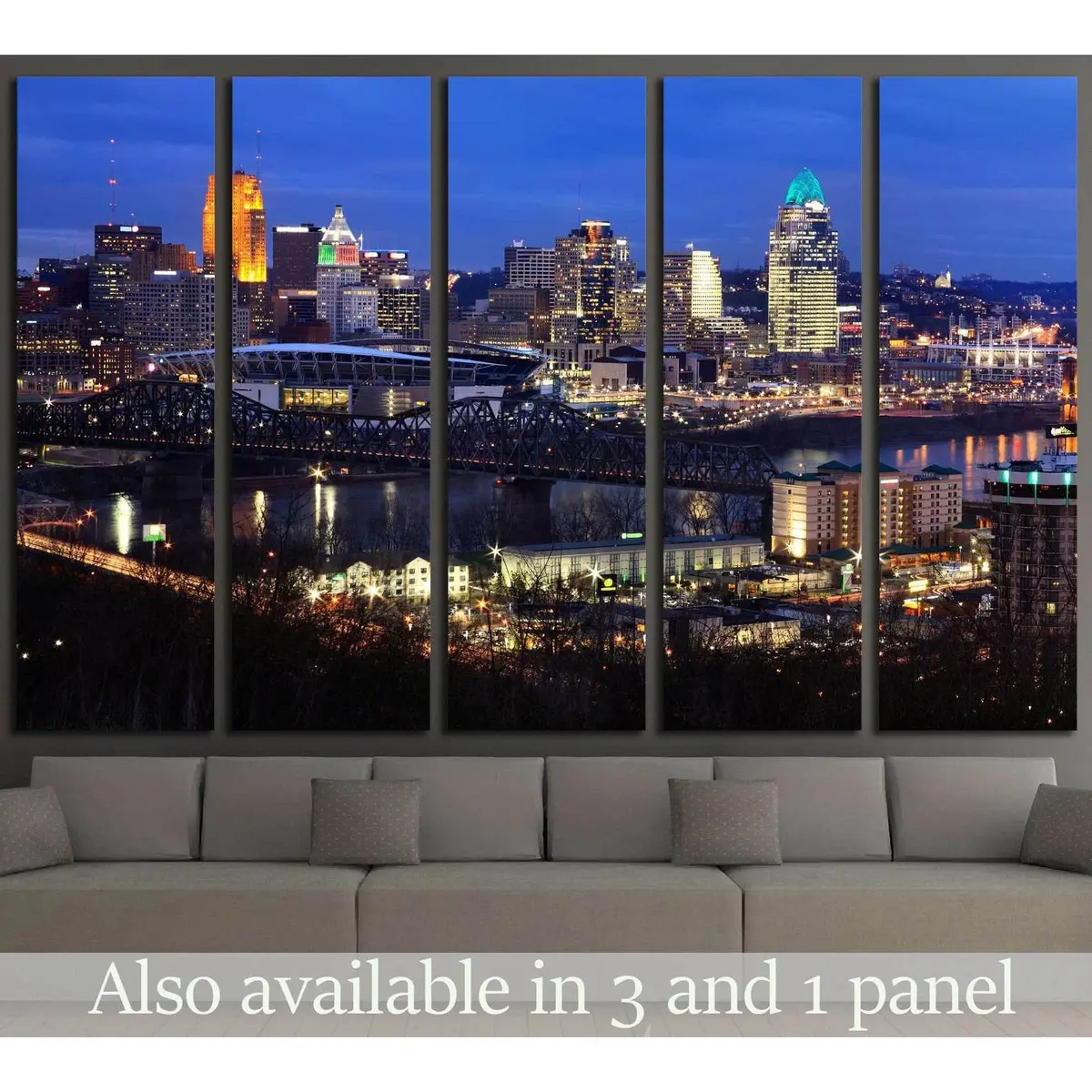 Ready-to-Hang Canvas Wall Art Featuring Cincinnati's Snowy Downtown Skyline