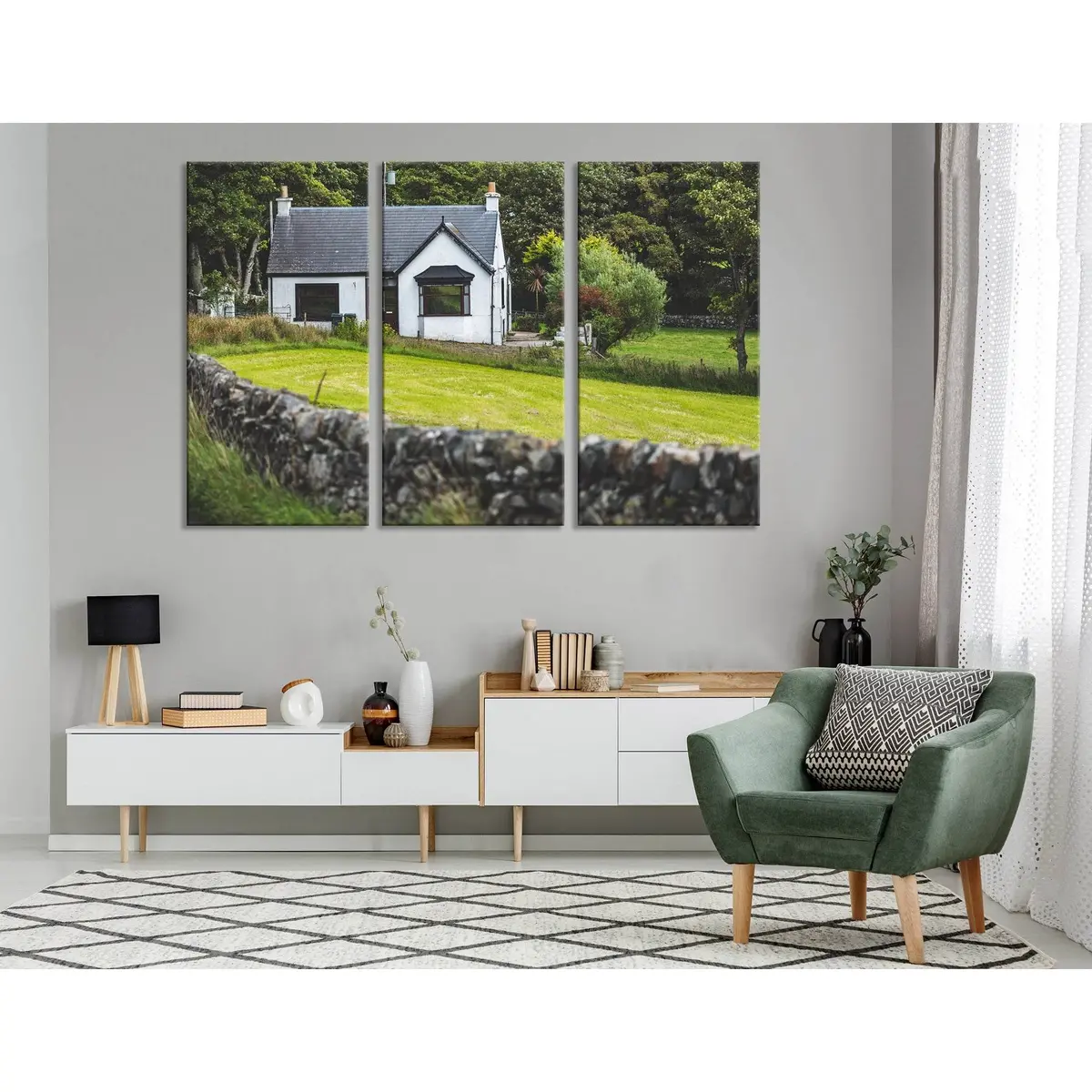 Small White Countryside Cottage, Islay Island №04204 Ready To Hang Canvas Print 5