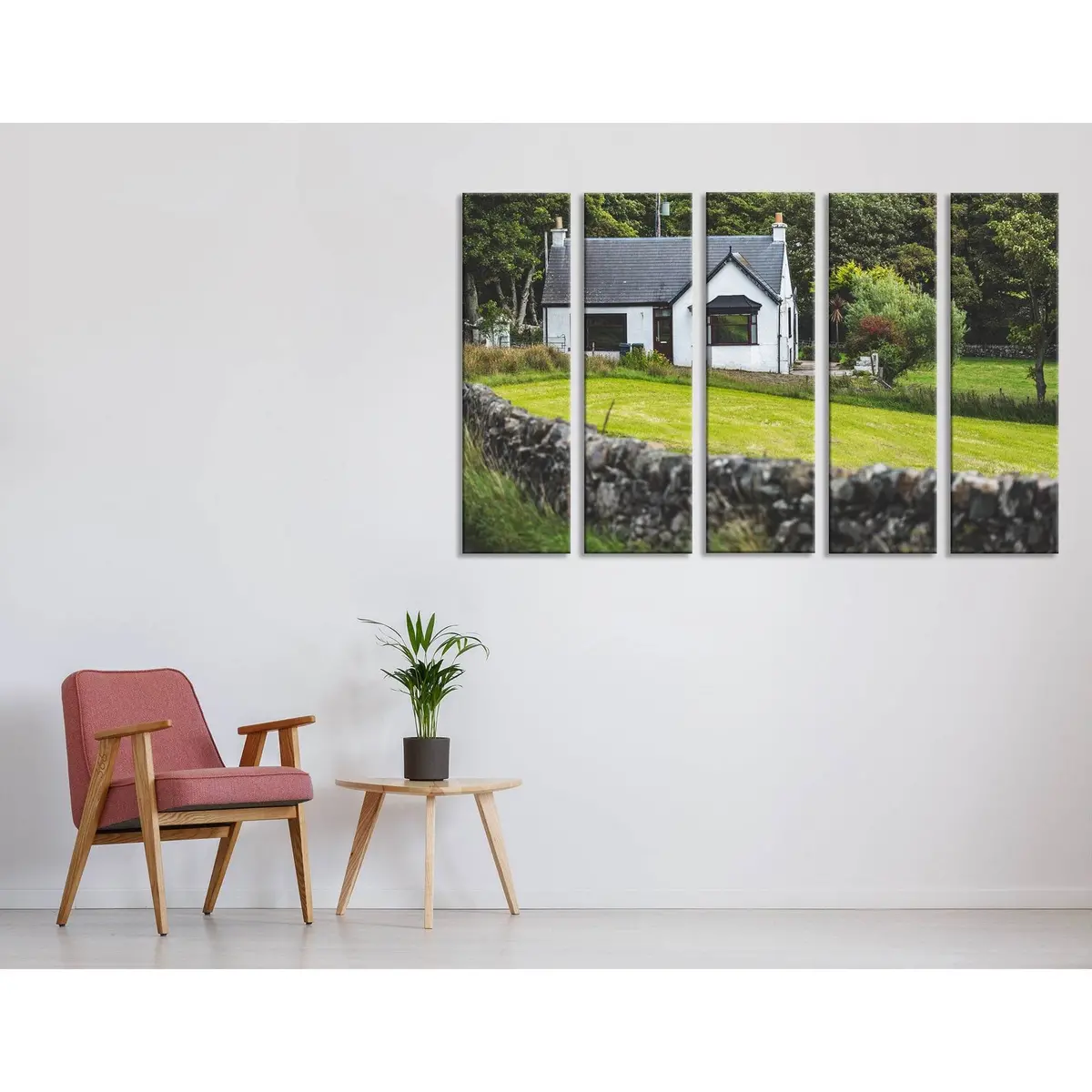 Charming White Countryside Cottage Art Print – Islay Island Canvas Wall Decor - Image 3