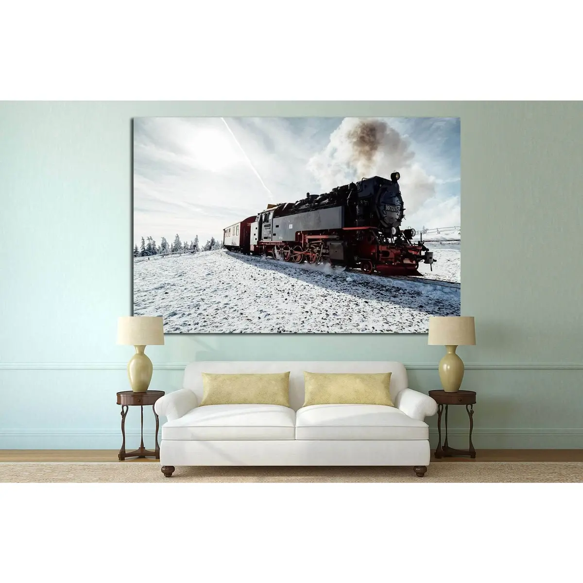 Snow And Locomotive №238 Ready To Hang Canvas Print 3
