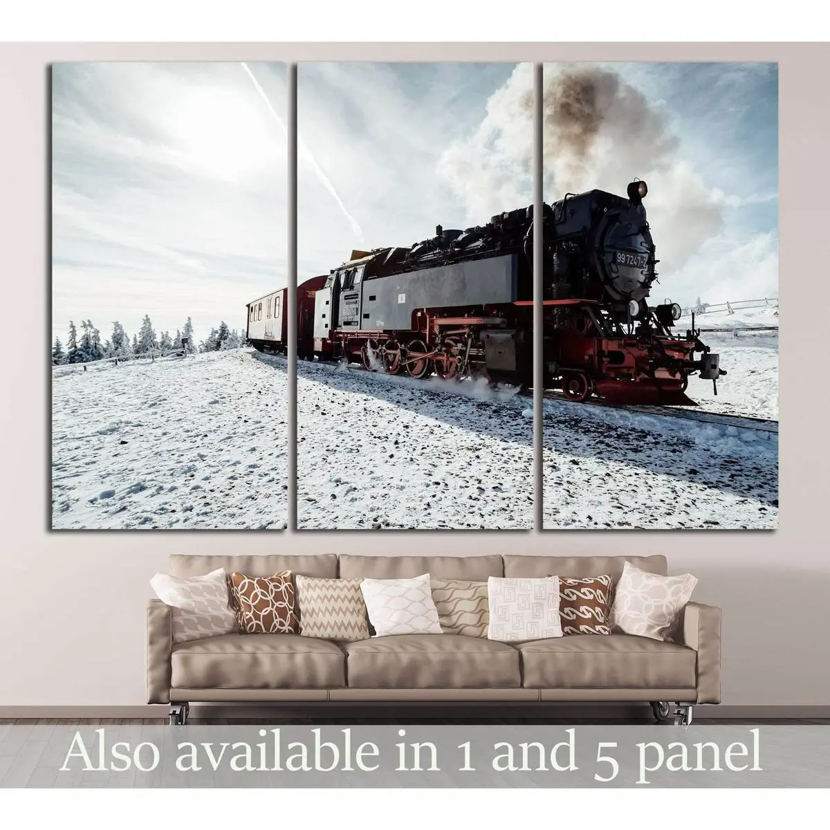 Snow And Locomotive №238 Ready To Hang Canvas Print 1
