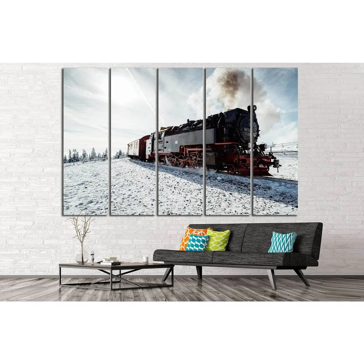 Snow And Locomotive №238 Ready To Hang Canvas Print 2