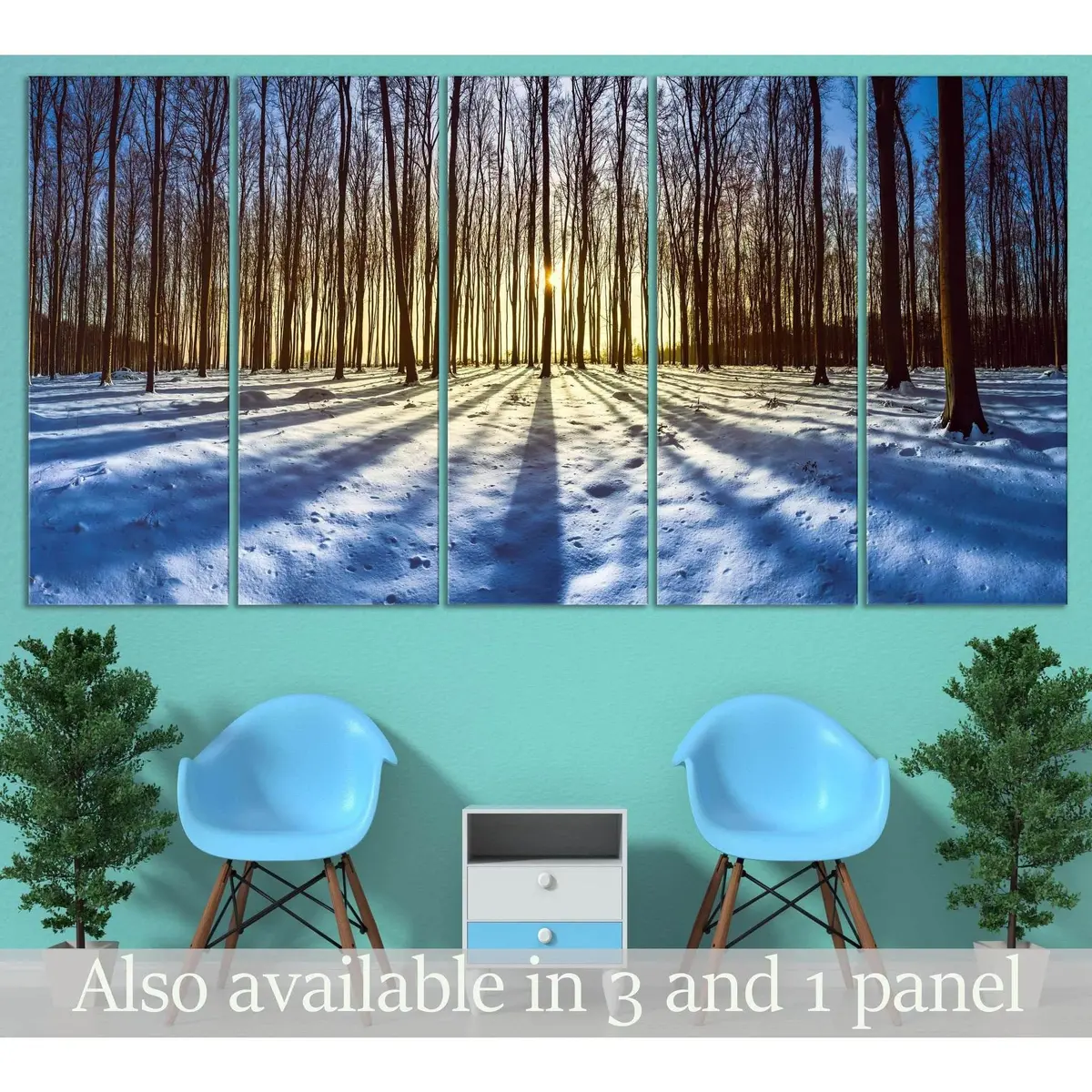Winter Forest Canvas Art – Ready-to-Hang Snowy Trees Wall Decor