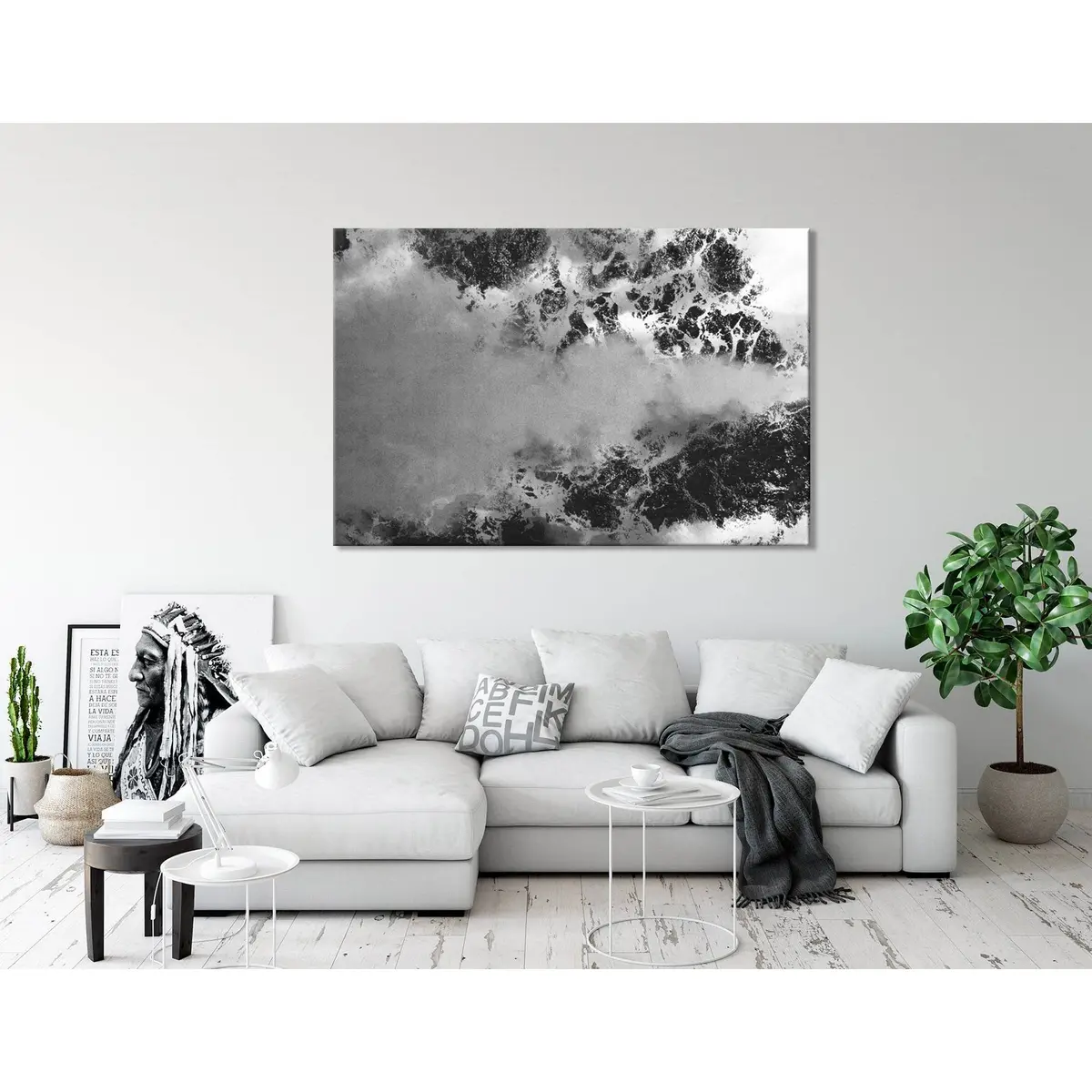 Snow Peaks In The Clouds Abstract №04369 Ready To Hang Canvas Print 1