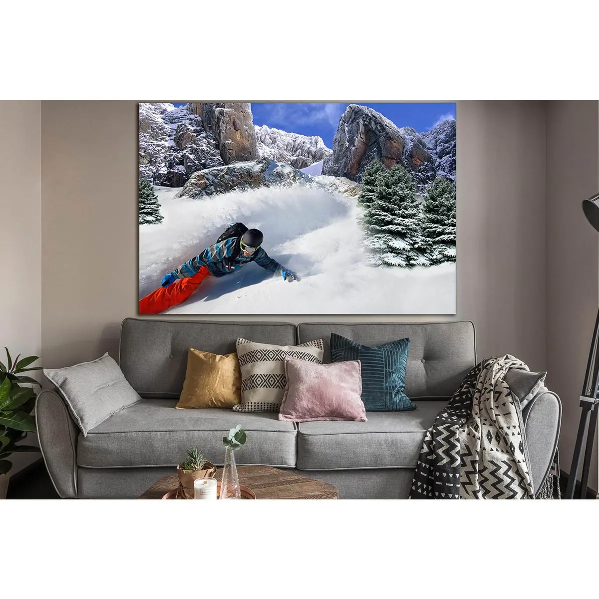 Snowboarder In Motion №Sl942 Ready To Hang Canvas Print 1