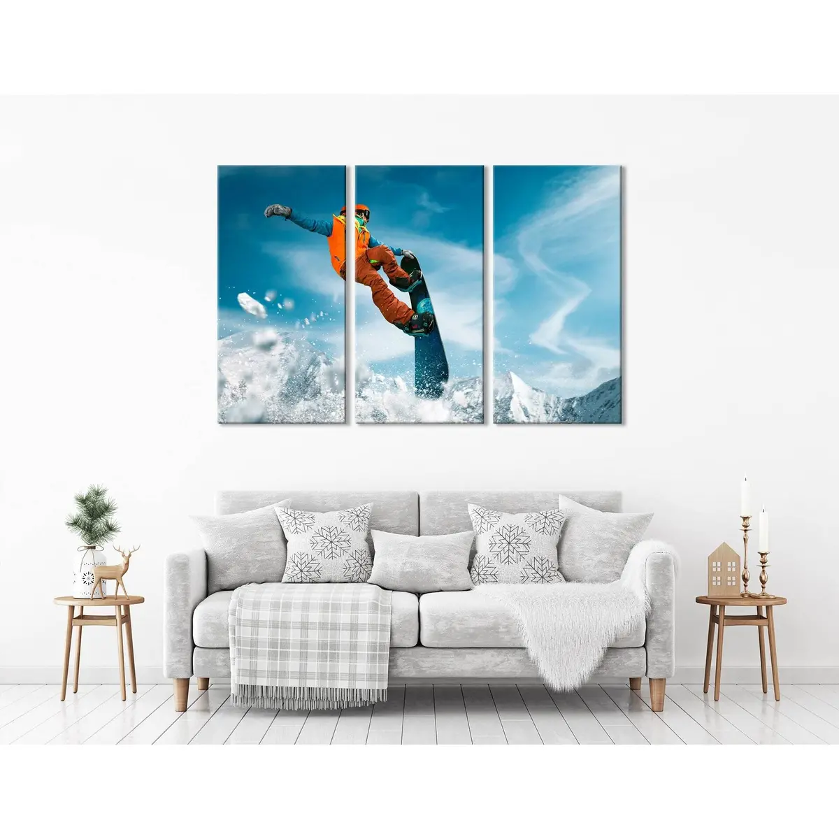 Snowboarder Riding In The Mountains On A Sunny Day №04435 Ready To Hang Canvas Print 5