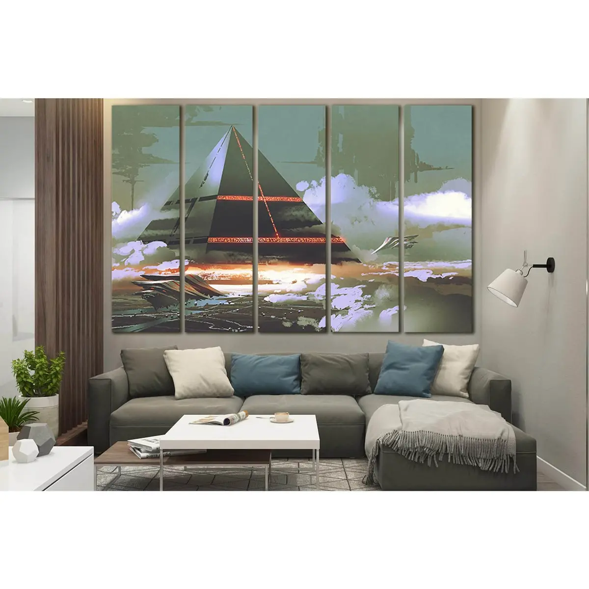 Black Geometric Pyramid Canvas Art №SL1256 – Pre-Stretched & Ready to Hang