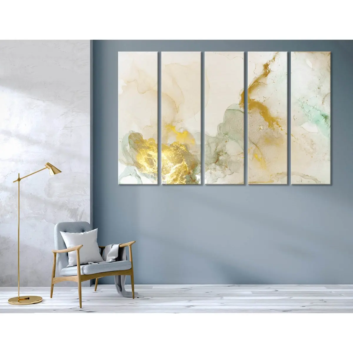 Soft Yellow Chic Abstract Canvas Wall Art – Ready-to-Hang Print #04418 - Image 3