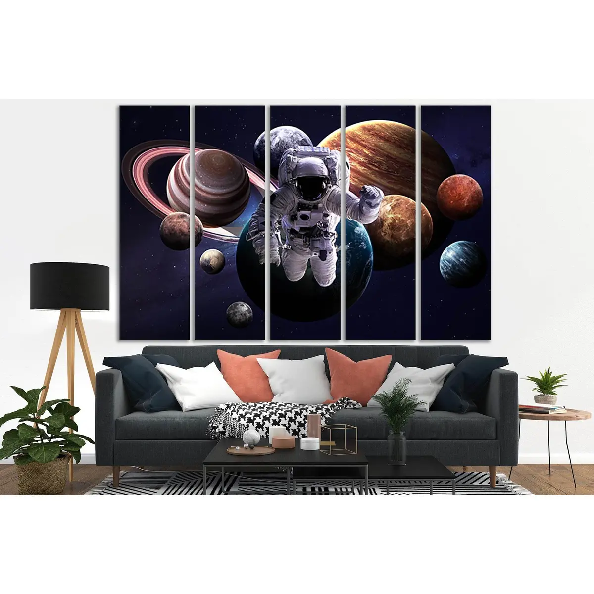 Solar System Planets and Astronaut Canvas Wall Art – Ready-to-Hang Print SL425 - Image 3