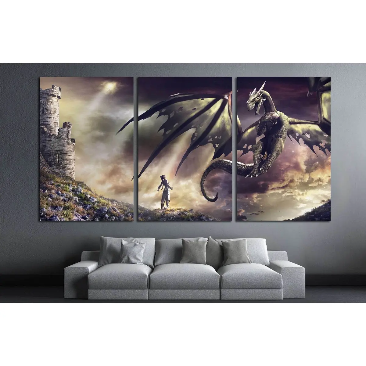 Sorceress And Green Dragon №711 Ready To Hang Canvas Print 5