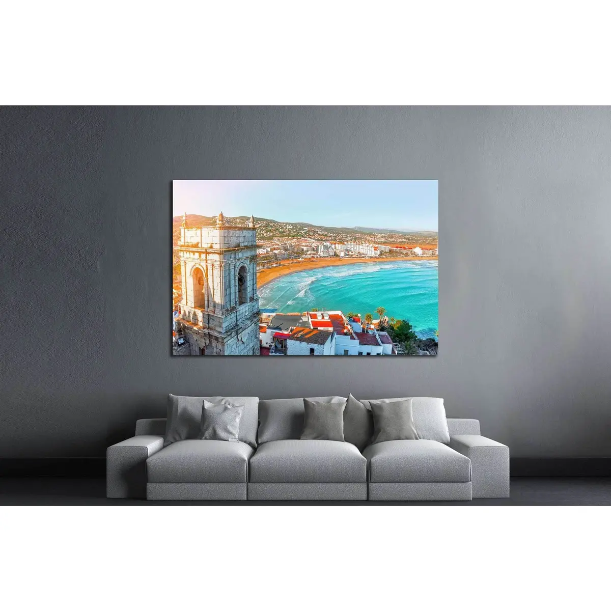 Spain. Valencia, Peniscola, Pope Luna's Castle, Mediterranean Sea №1764 Ready To Hang Canvas Print 2