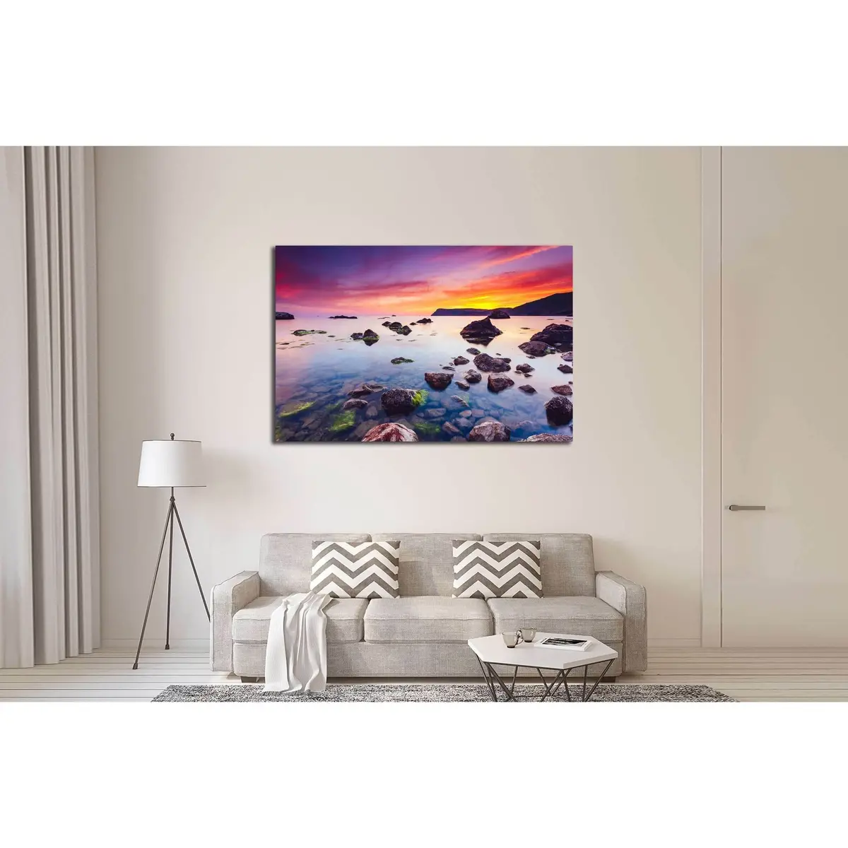 Spectacular Black Sea In The Evening Light. Picturesque And Gorgeous Scene №2917 Ready To Hang Canvas Print 3