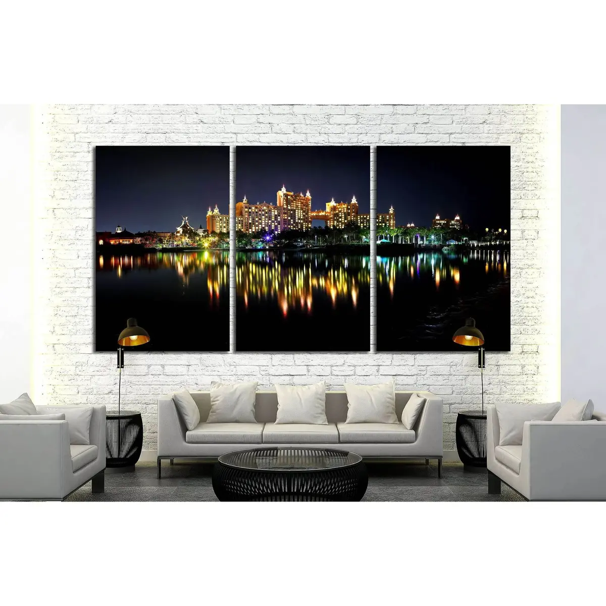 Spectacular Scene Of Atlantis In Bahamas At Night №2277 Ready To Hang Canvas Print 5