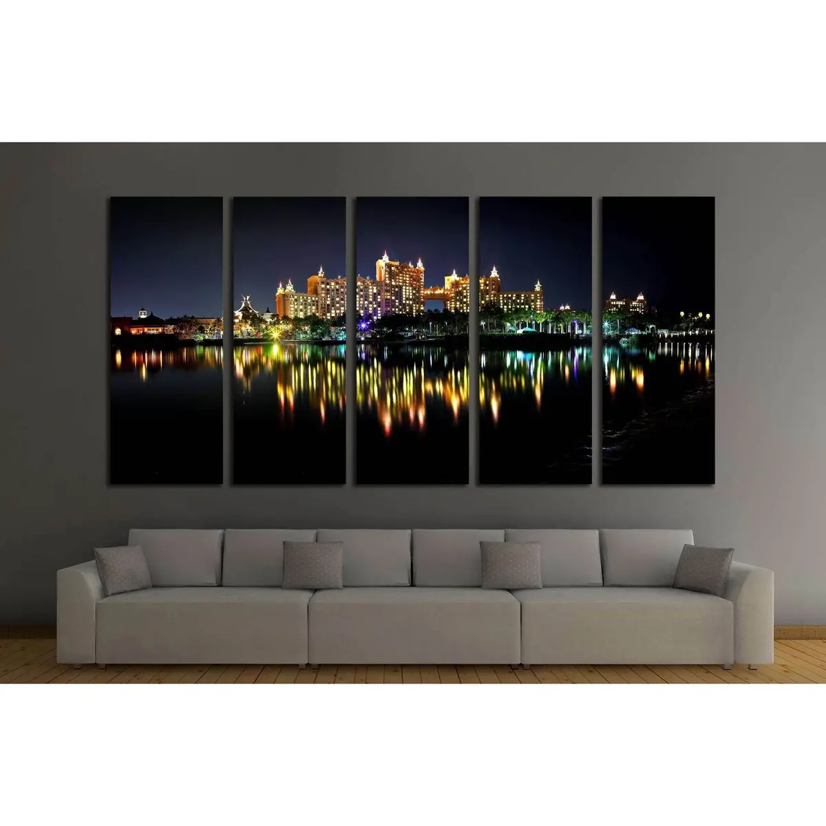 Atlantis Bahamas Night Scene Canvas Art Print №2277 – Ready to Hang - Image 3
