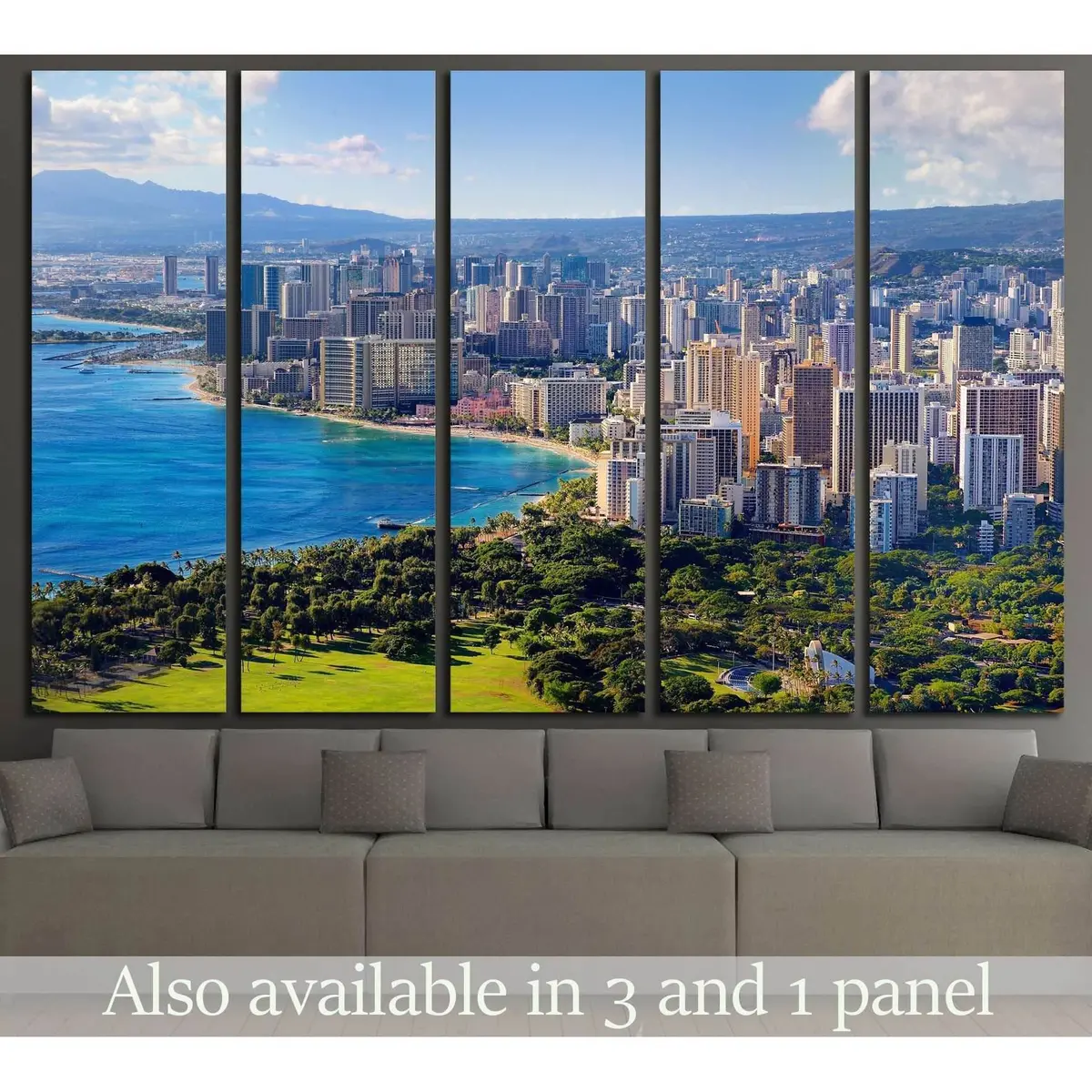 Breathtaking Honolulu Cityscape Canvas Art Print – Oahu, Hawaii (No. 1702)