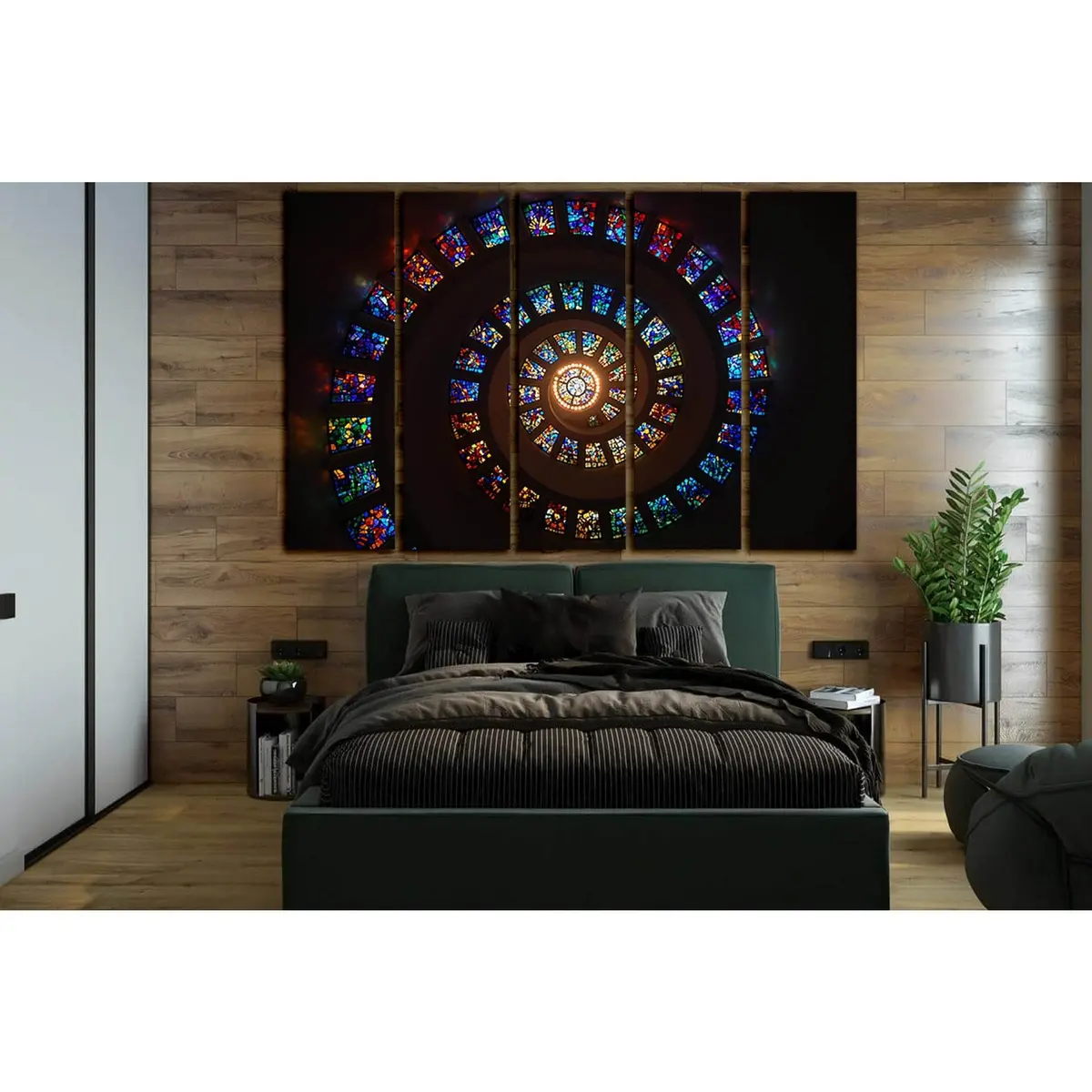 Spiral Stained Glass SL1379 Canvas Wall Art – Ready-to-Hang Print - Image 3