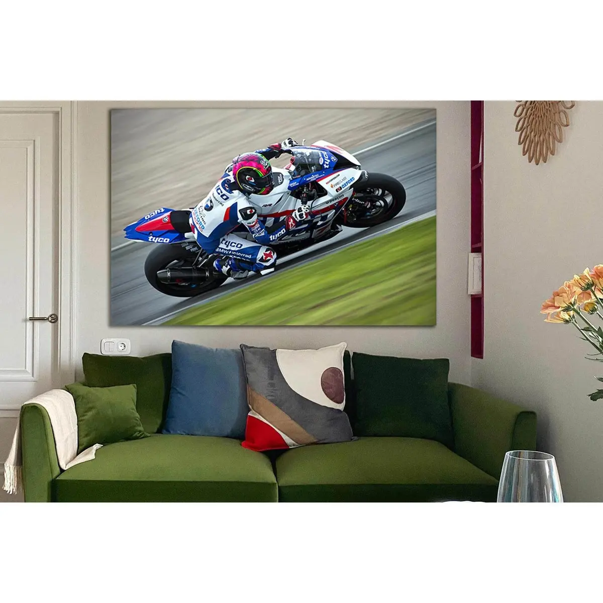 Sport Biker Racing On Road №Sl907 Ready To Hang Canvas Print 1