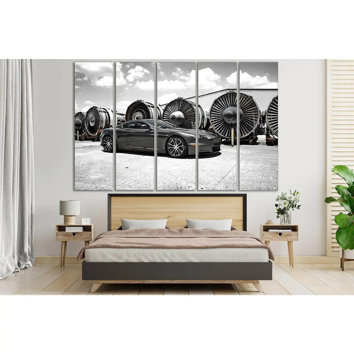 SL740 Vintage Sport Car & Avia Engine Canvas Wall Art – Ready to Hang