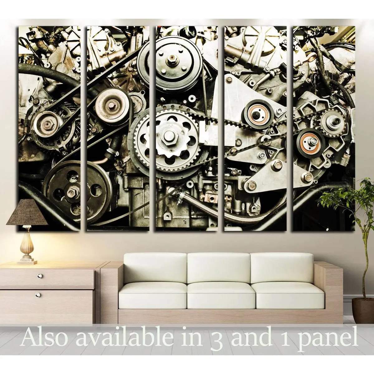 Ready-to-Hang Canvas Print Featuring a High-Performance Sport Car Engine #140