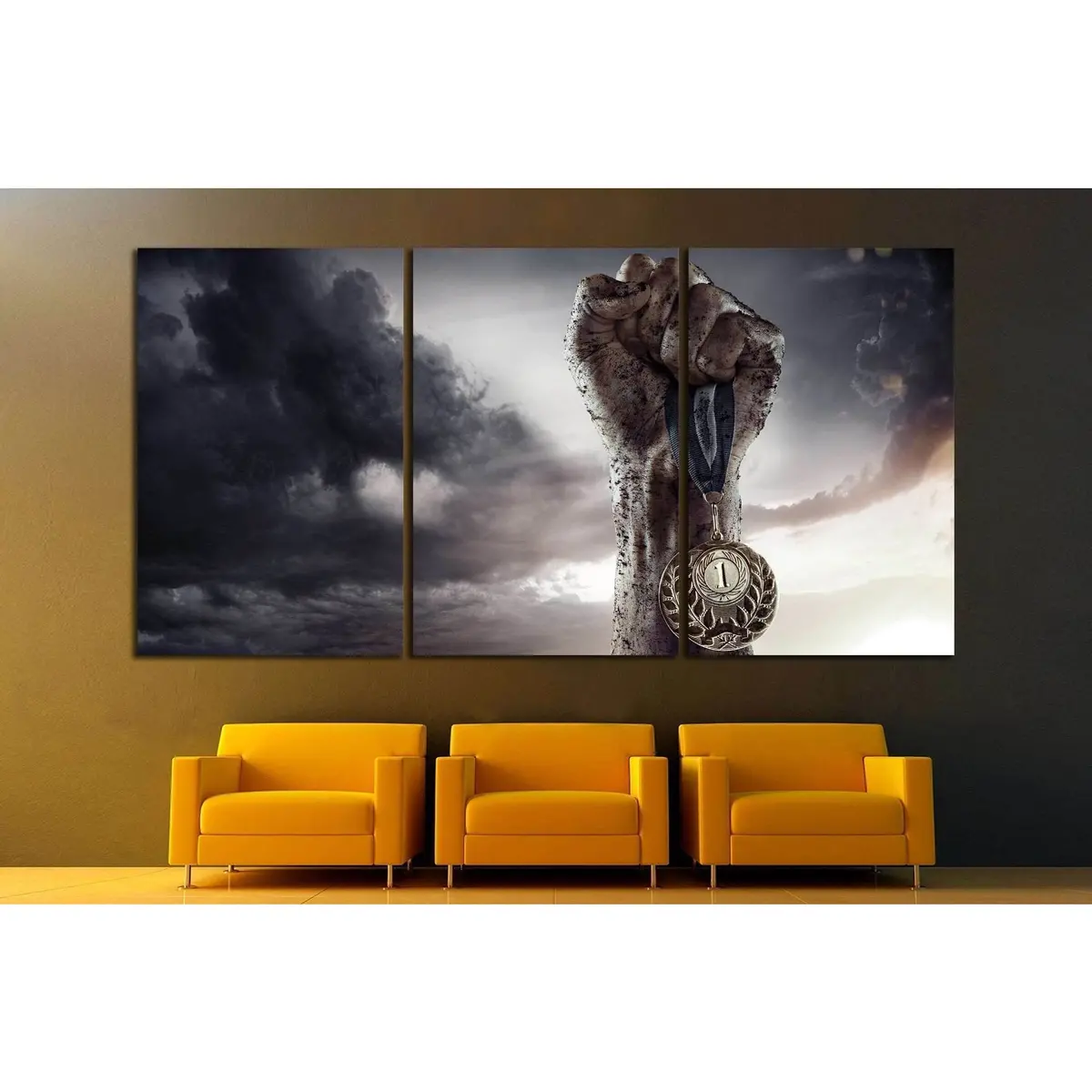 Sport, Winner With The Medal №1388 Ready To Hang Canvas Print 2