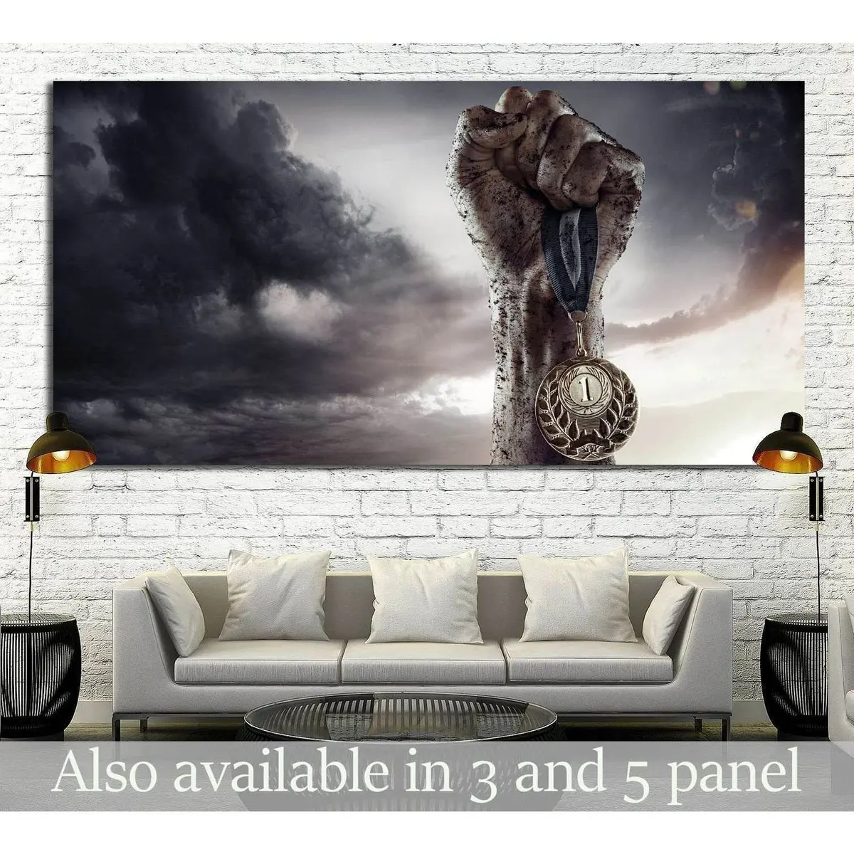 Sport, Winner With The Medal №1388 Ready To Hang Canvas Print 1