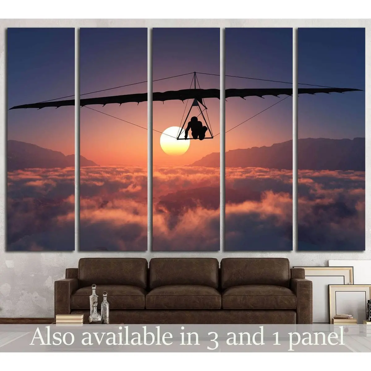 Dynamic Sports Illustration on Sunset Backdrop – #1377 Ready-to-Hang Canvas Print