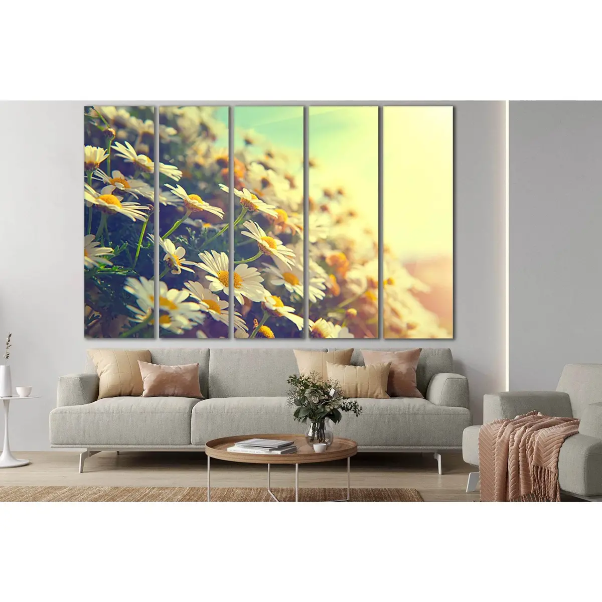 Spring Daisy Floral Canvas Wall Art №SL704 – Ready-to-Hang Decor - Image 3