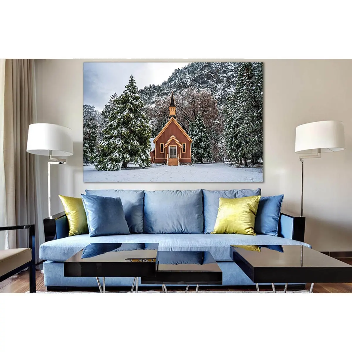 Spruce Trees Small House In Winter №Sl1059 Ready To Hang Canvas Print 1