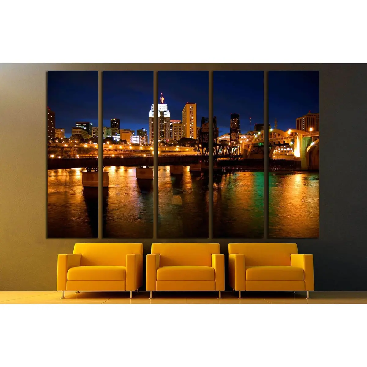 St. Paul, Minnesota Skyline №1661 Ready To Hang Canvas Print 3