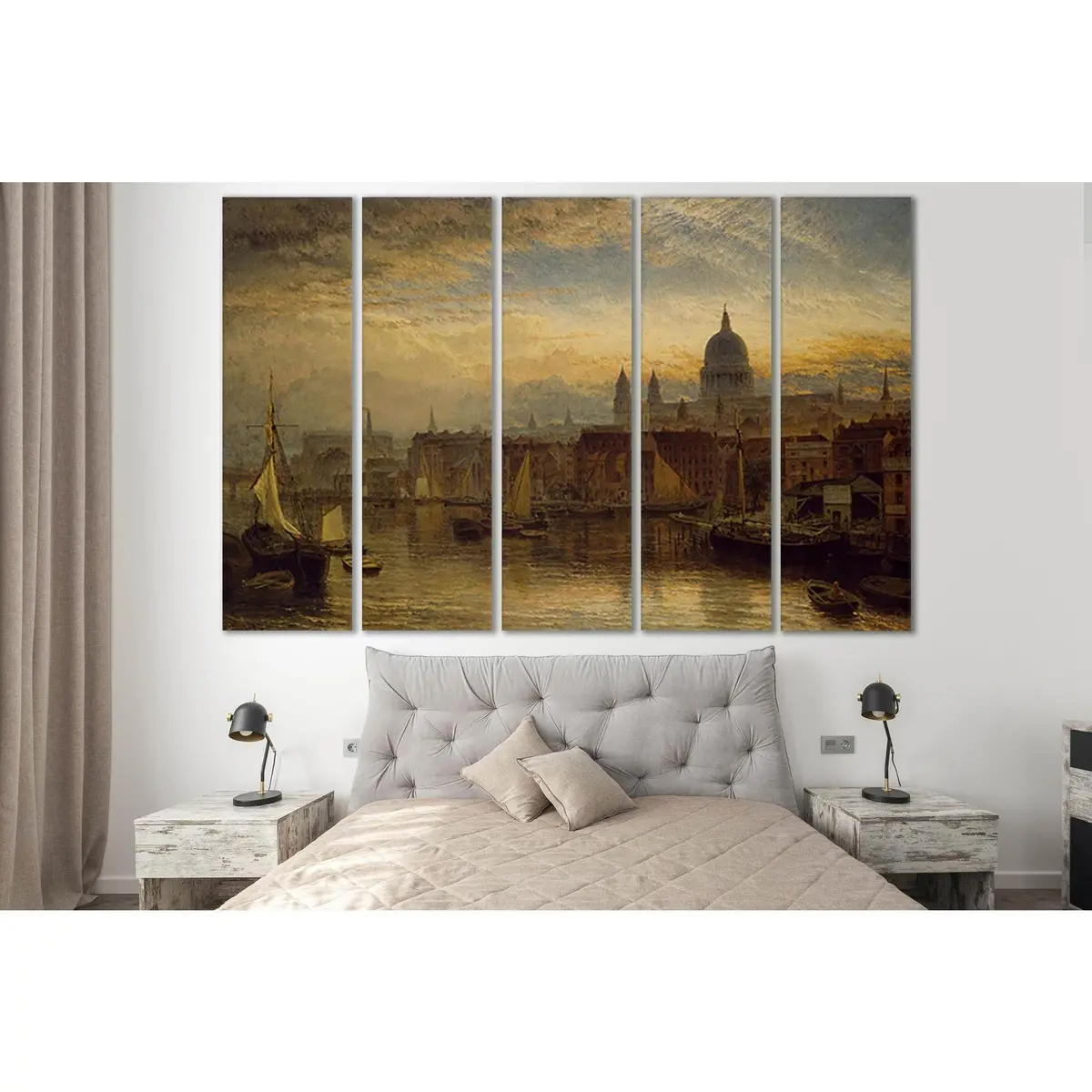 St Paul's Cathedral View from the Thames – SL581 Oil Painting Canvas Print - Image 3