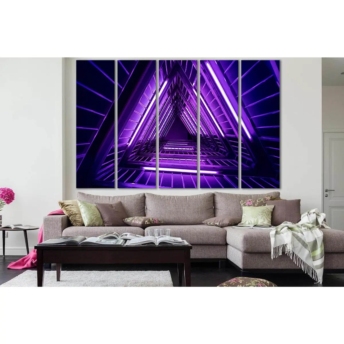 Purple-Lit Staircase Canvas Art №SL1421 — Premium Ready-to-Hang Wall Decor - Image 3