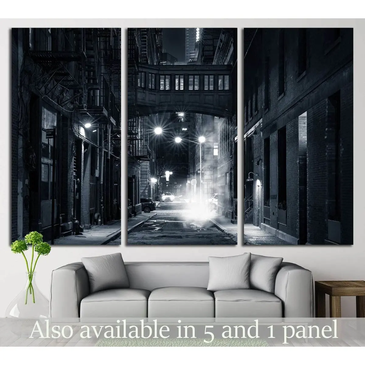 Staple Street Skybridge By Night, In Tribeca, New York City №2197 Ready To Hang Canvas Print 5