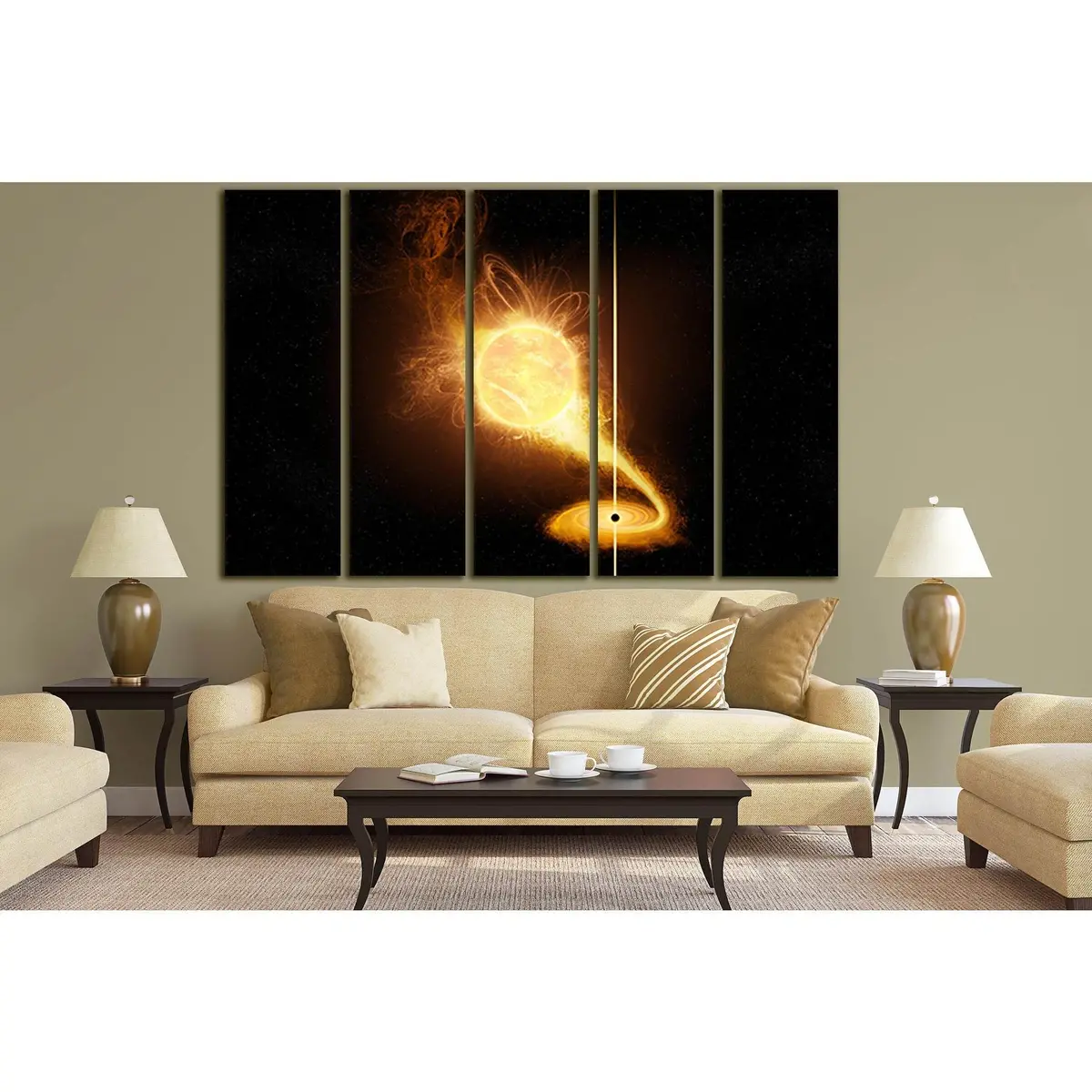 Cosmic Star and Black Hole Canvas Wall Art – Ready-to-Hang Print SL976