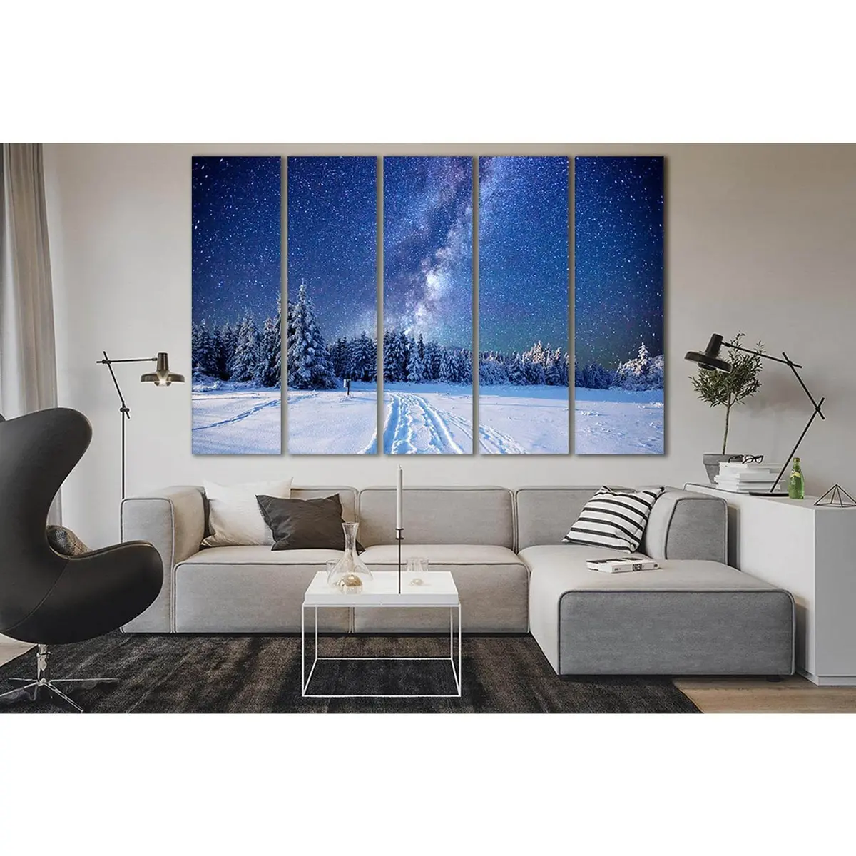 Winter Forest Night Sky Canvas Art №SL423 – Premium Ready-to-Hang Wall Decor