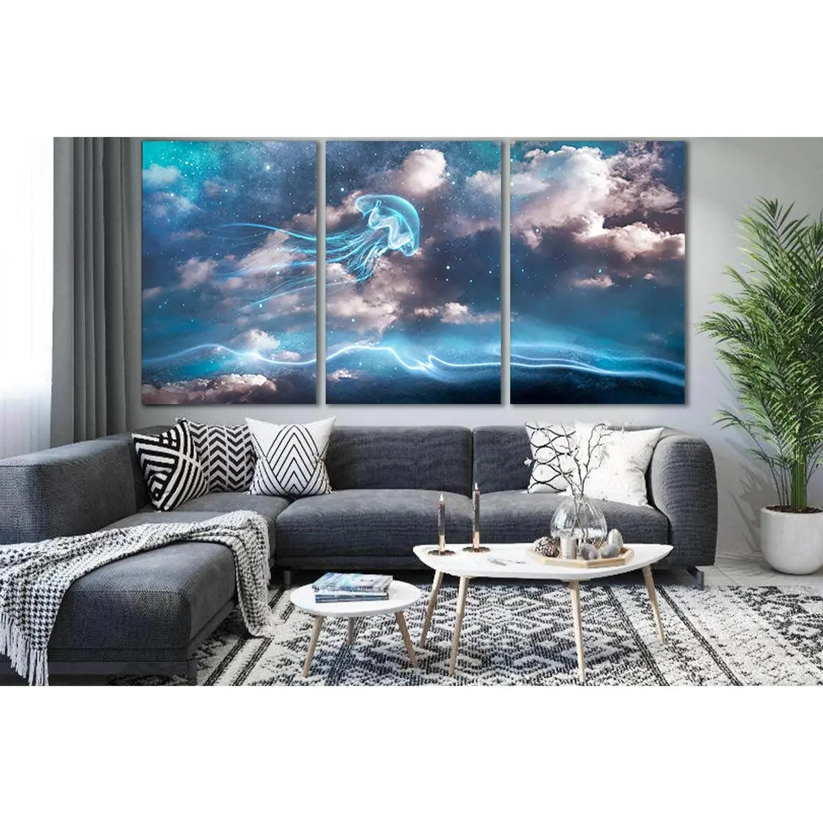 Stars And Neon Jellyfish №Sl1222 Ready To Hang Canvas Print 5
