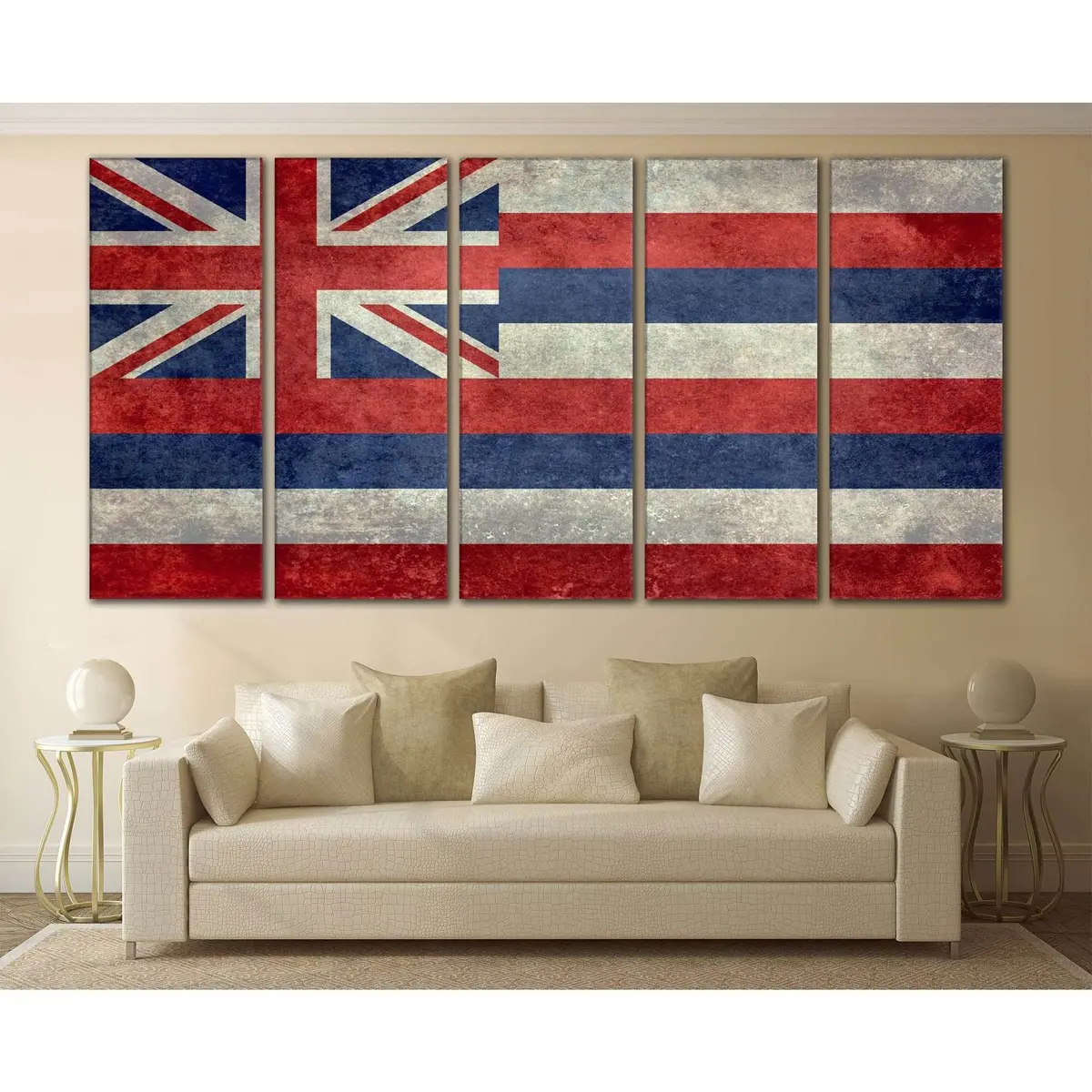 Hawaii State Flag Canvas Art Print №830 – Pre-Strung, Ready-to-Hang Wall Decoration - Image 3
