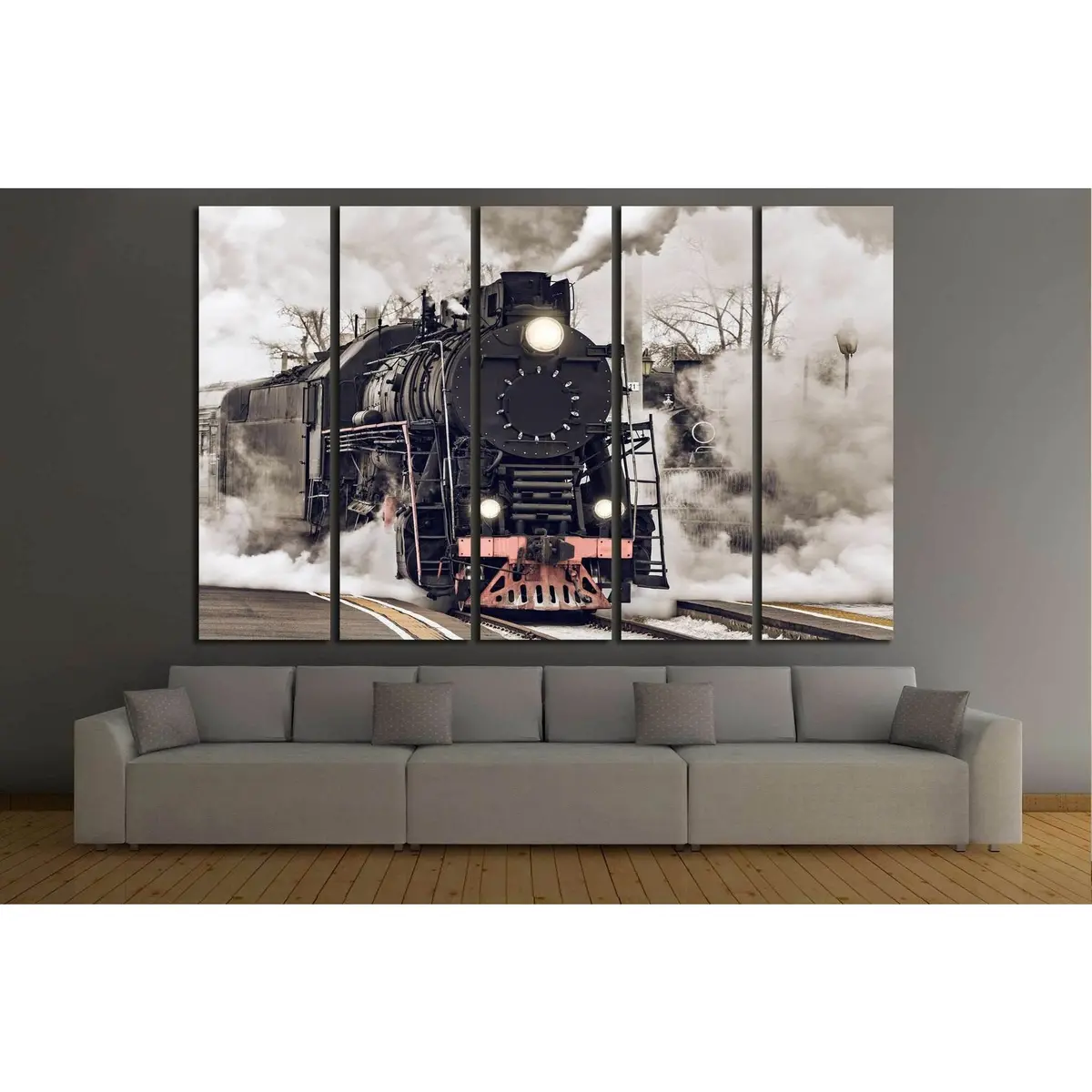 Vintage Steam Locomotive No. 232 Canvas Wall Art Print - Image 3