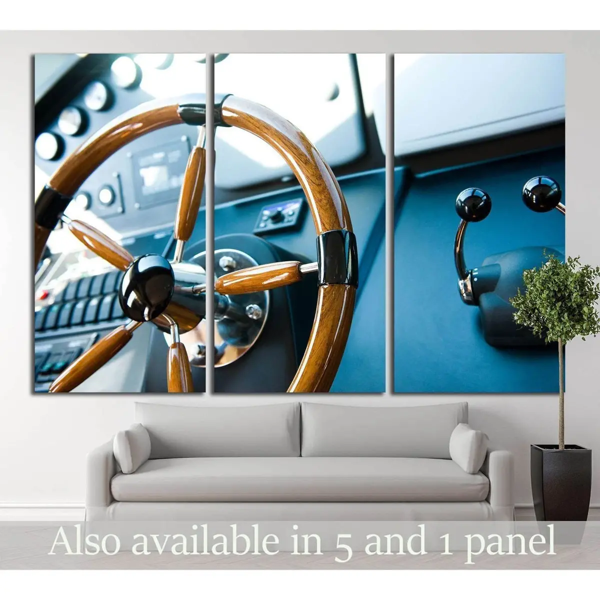 Steering Wheel On A Luxury Yacht №1410 Ready To Hang Canvas Print 5