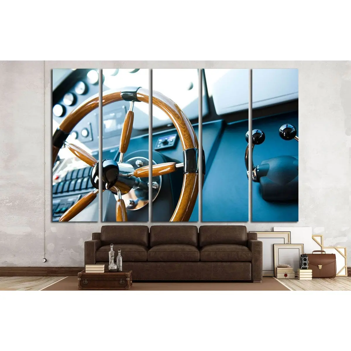 Luxury Yacht Steering Wheel Canvas Wall Art – Ready-to-Hang Print #1410 - Image 3
