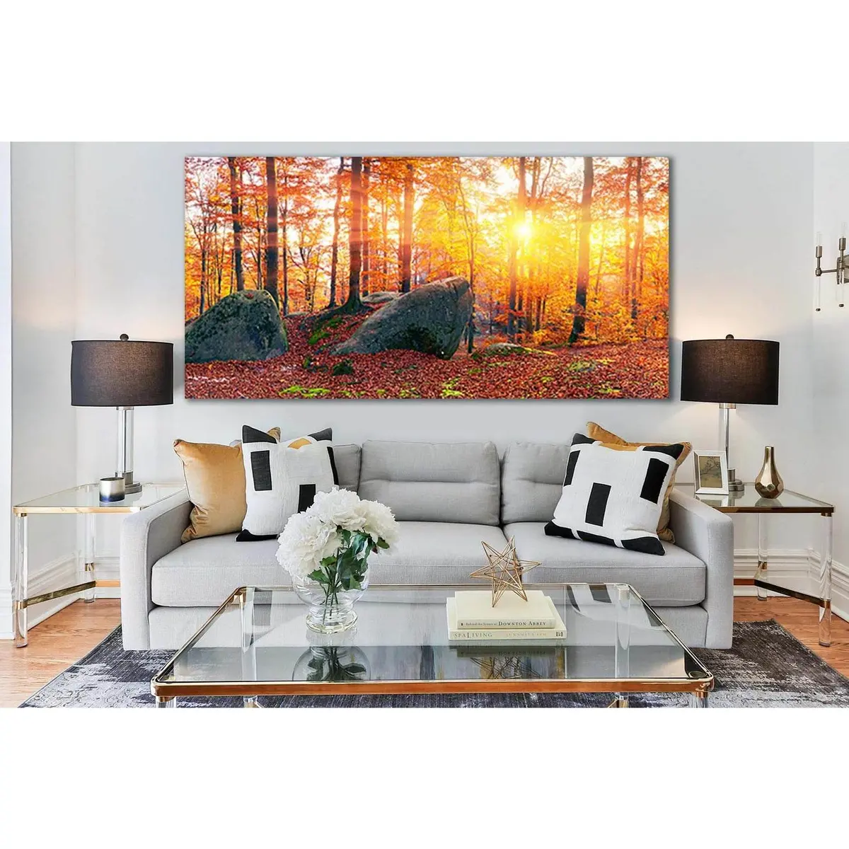 Stones In Forest Sunset №Sl282 Ready To Hang Canvas Print 1