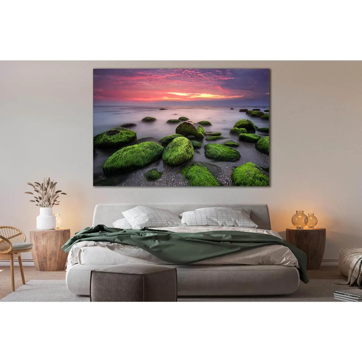 Stones In Moss Sunset №Sl239 Ready To Hang Canvas Print 1