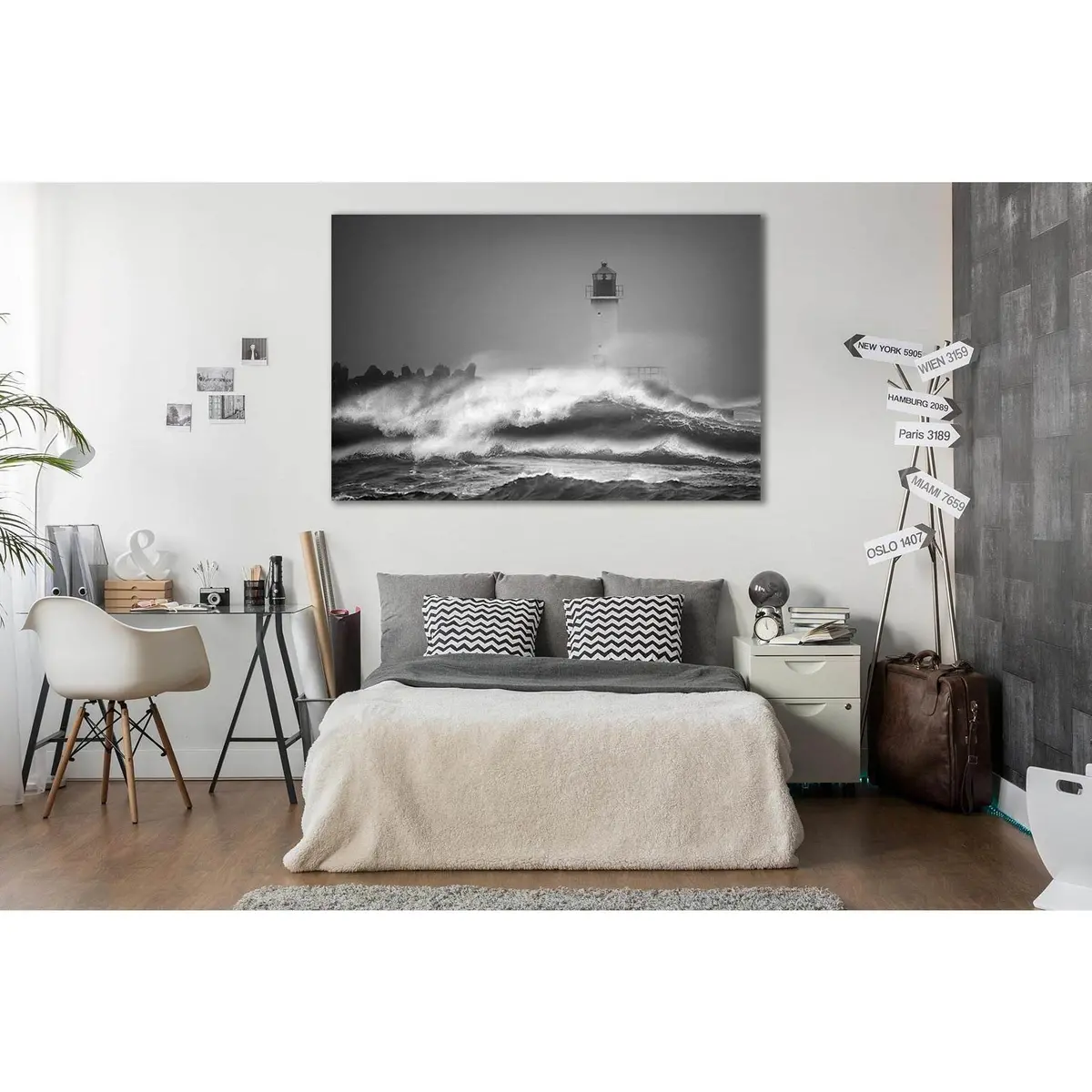 Storm Waves And Lighthouse №Sl56 Ready To Hang Canvas Print 1