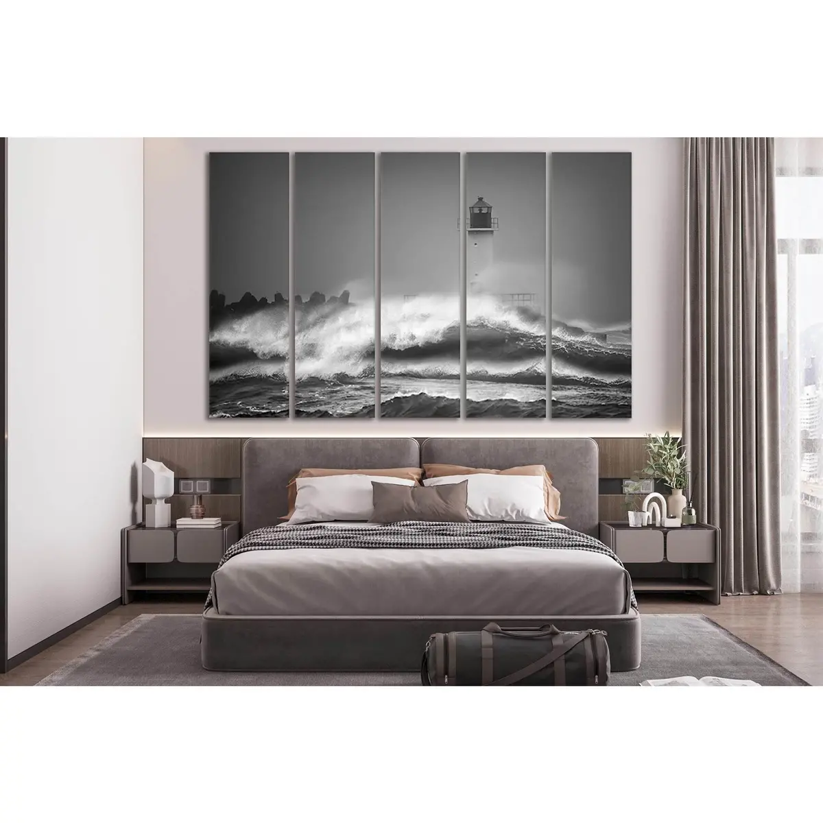 Dramatic Stormy Sea and Lighthouse Canvas Wall Art – SL56 Ready-to-Hang Print - Image 3