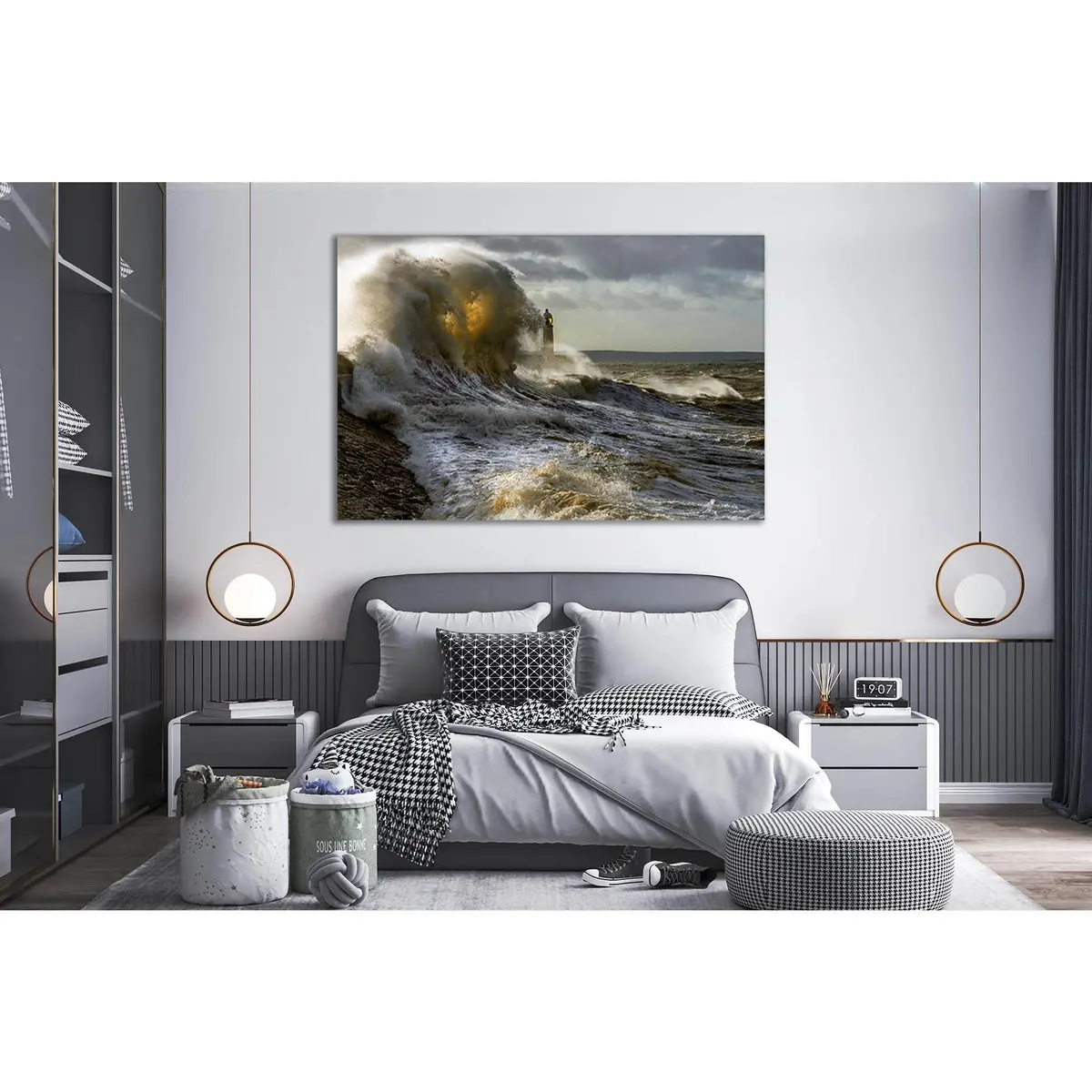Storm Waves Lighthouse №Sl97 Ready To Hang Canvas Print 2
